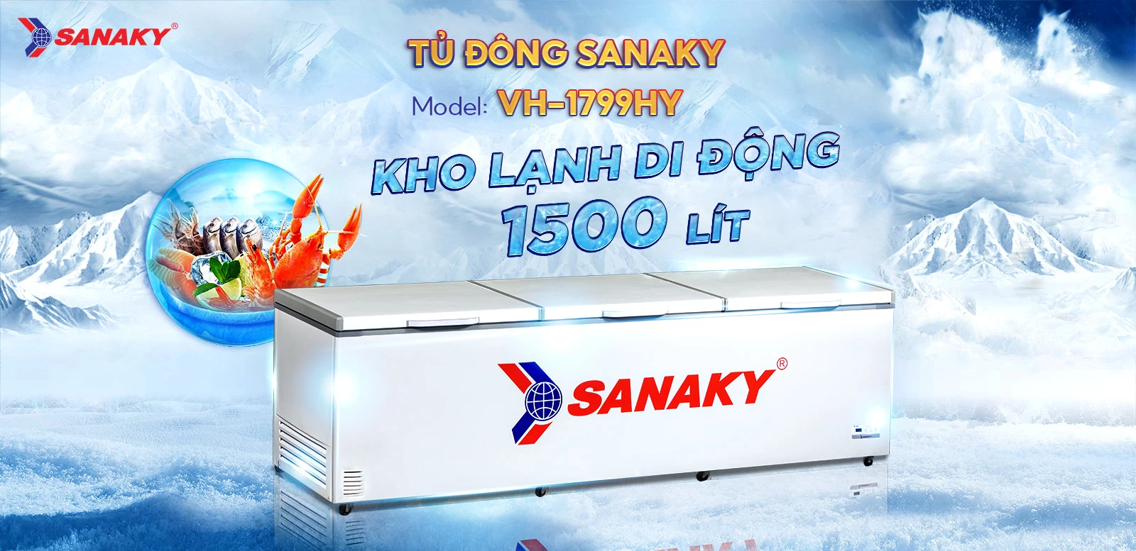 Tủ đông Sanaky VH-1799HY Tủ đông 1500 lít Sanaky VH-1799HY kho lạnh di động