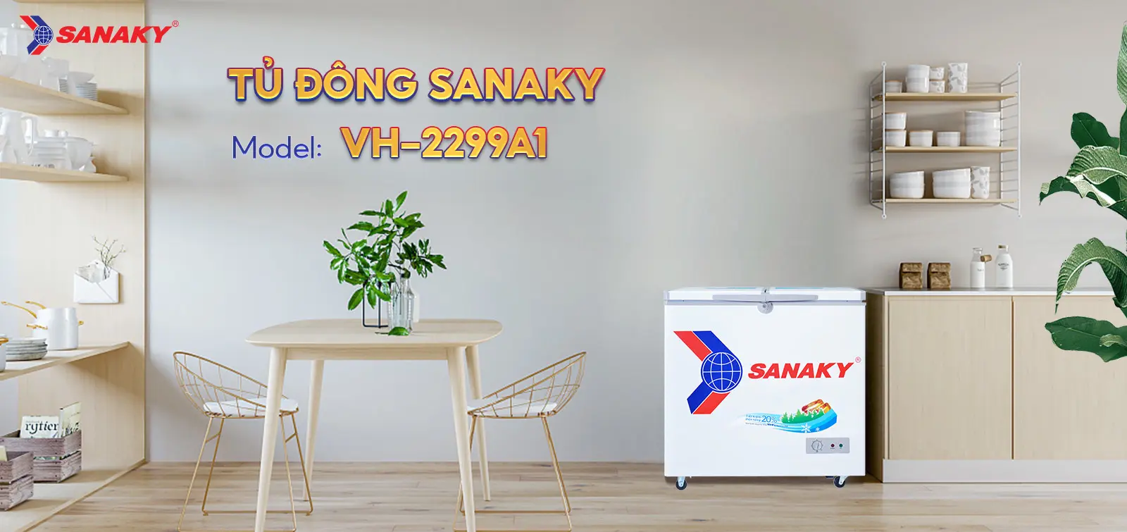 Tủ Đông Sanaky VH-2299A1 Tủ đông 175 lít Sanaky VH-2299A1 đặt trong không gian nội thất hiện đại
