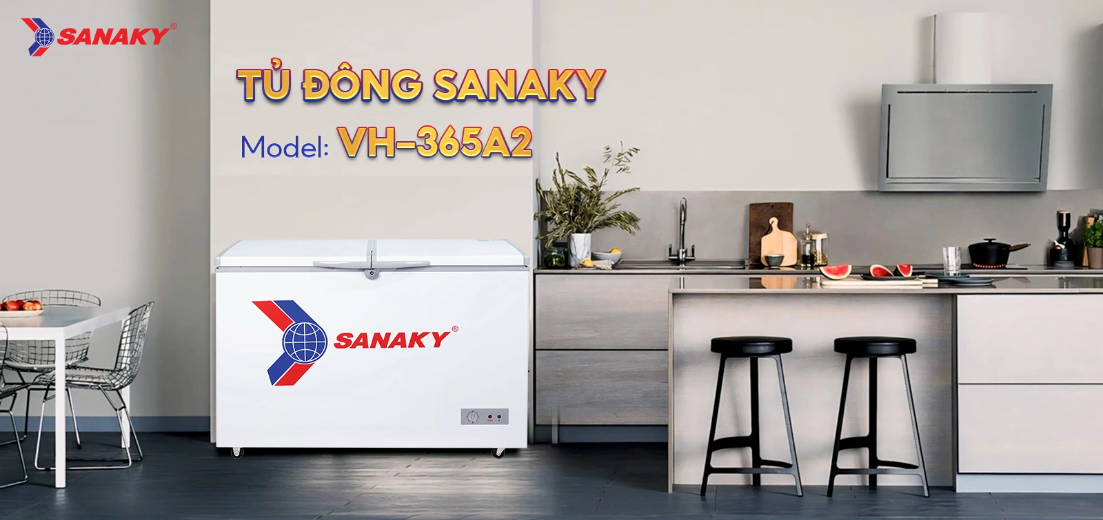 Tủ Đông Sanaky VH-365A2 Tủ đông 270 lít Sanaky VH-365A2 thiết kế nằm ngang hiện đại