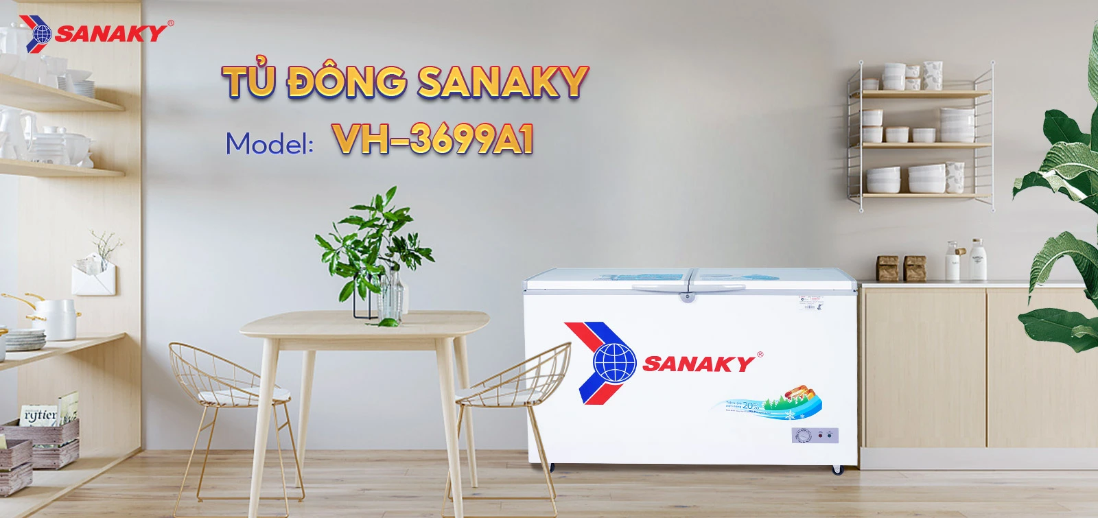 Tủ Đông Sanaky VH-3699A1 Tủ đông 270 lít Sanaky VH-3699A1 đặt trong không gian nội thất hiện đại
