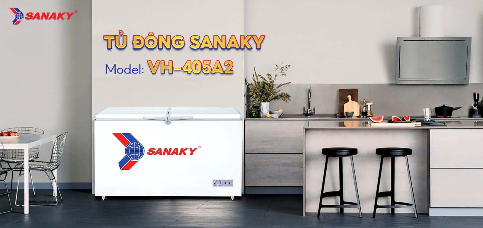 Tủ đông Sanaky VH-405A2 Tủ đông 305 lít Sanaky VH-405A2 thiết kế nằm ngang hiện đại