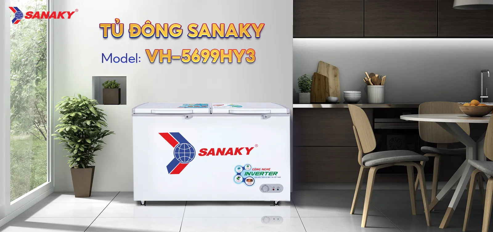 Tủ Đông Sanaky VH-5699HY3 Tủ đông 410 lít Sanaky Inverter VH-5699HY3 thiết kế hiện đại