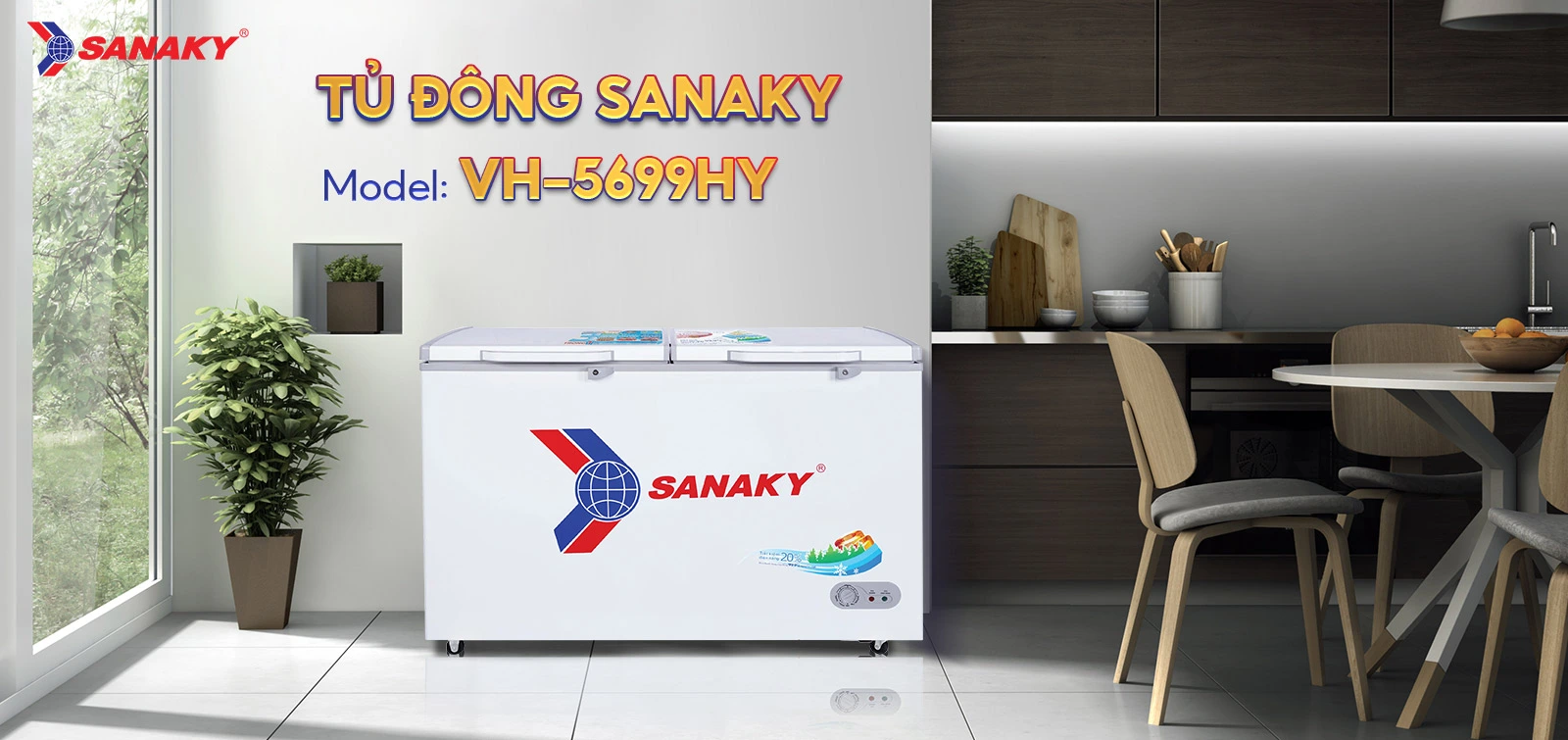 Tủ đông 410 lít Sanaky VH-5699HY thiết kế hiện đại