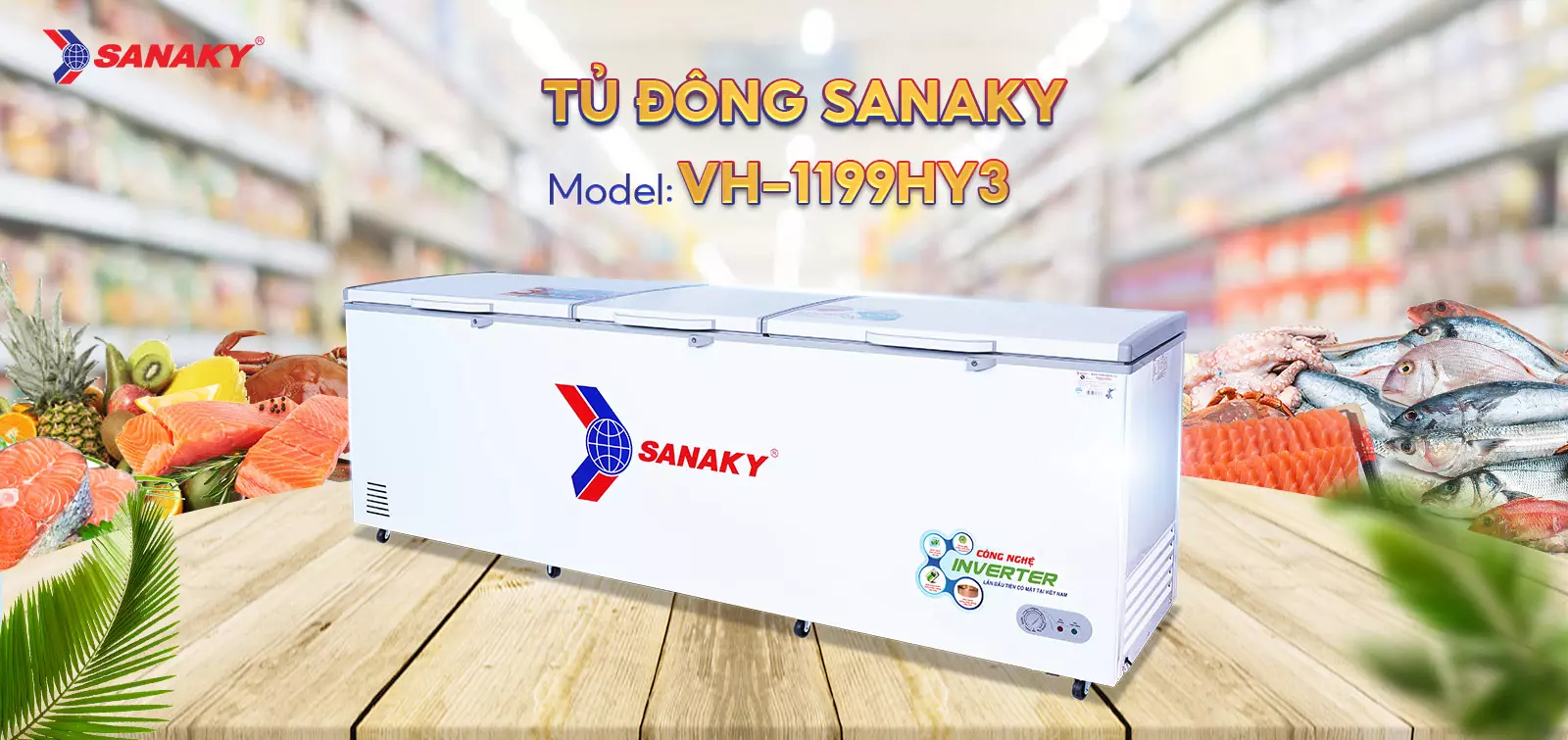 Tủ Đông Sanaky VH-1199HY3 Tủ đông 900 lít Sanaky Inverter VH-1199HY3 với thiết kế 3 cánh