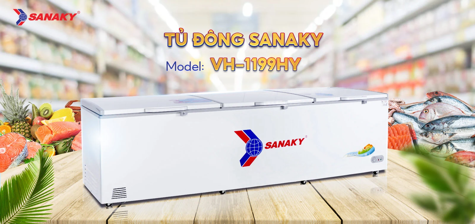 Tủ Đông Sanaky VH-1199HY Tủ đông 900 lít Sanaky VH-1199HY màu trắng thiết kế hiện đại