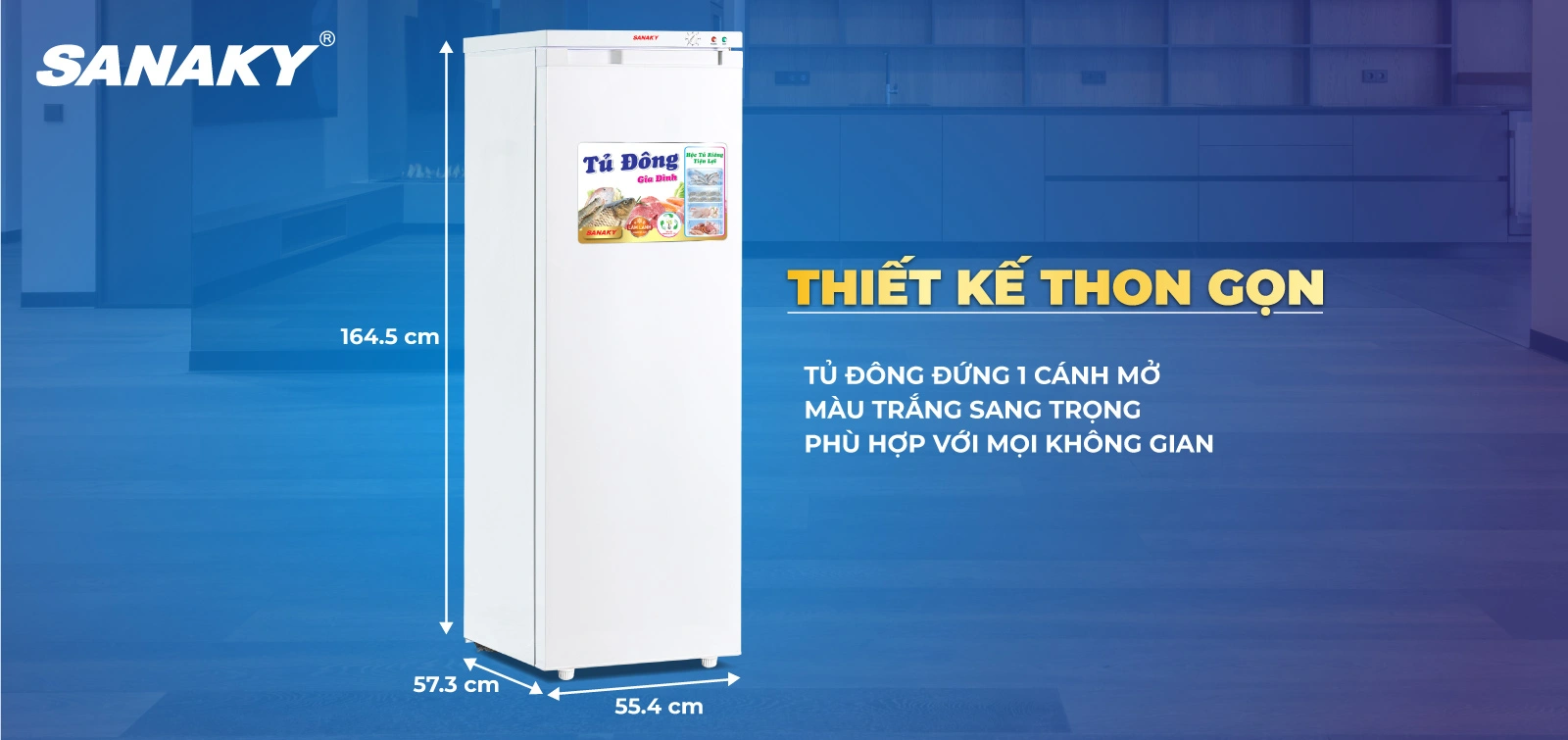 Tủ Đông Sanaky VH-230VD Tủ đông đứng 213 lít Sanaky VH-230VD với thiết kế thon gọn