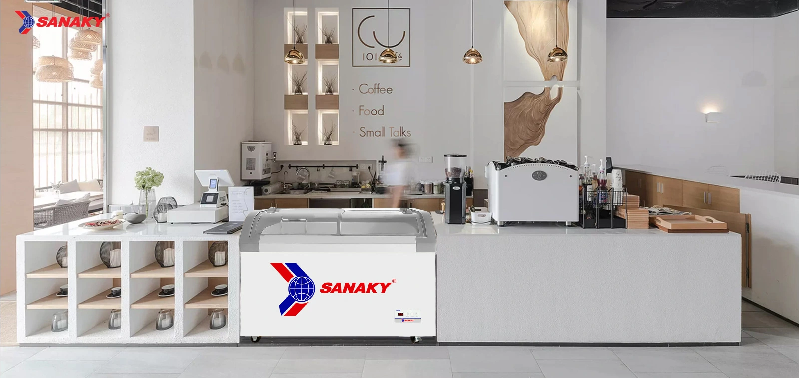 Bảo hành chính hãng 2 năm Tủ đông kính cong 280 lít Sanaky VH-382KB bảo hành chính hãng 2 năm