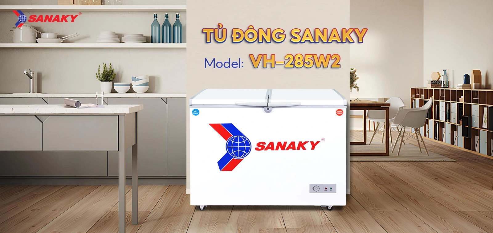 Tủ Đông Sanaky VH-285W2 Tủ đông mát 220 lít Sanaky VH-285W2 màu trắng hiện đại