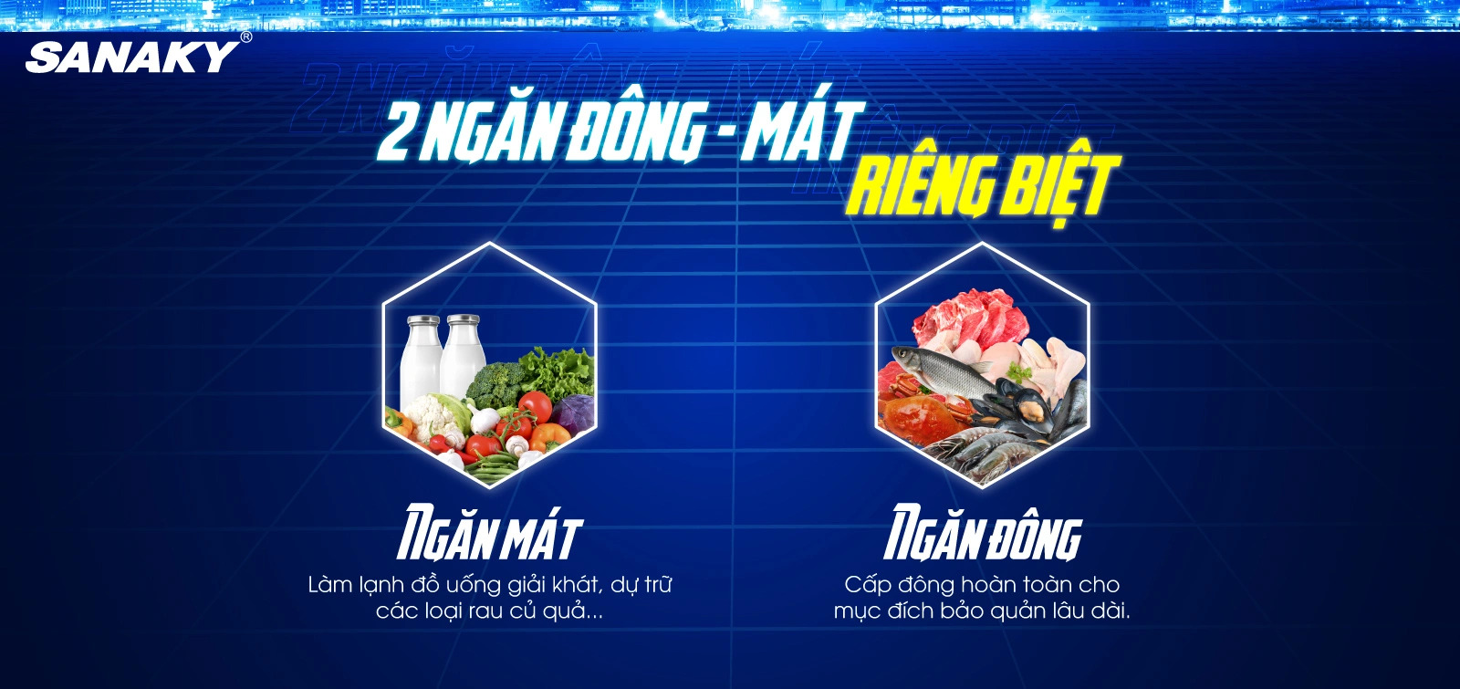 Tủ đông Sanaky VH-5699W4K 2 ngăn đông - mát riêng biệt Tủ đông mát 365 lít Sanaky VH-5699W4K với thiết kế 2 ngăn đông - mát riêng biệt