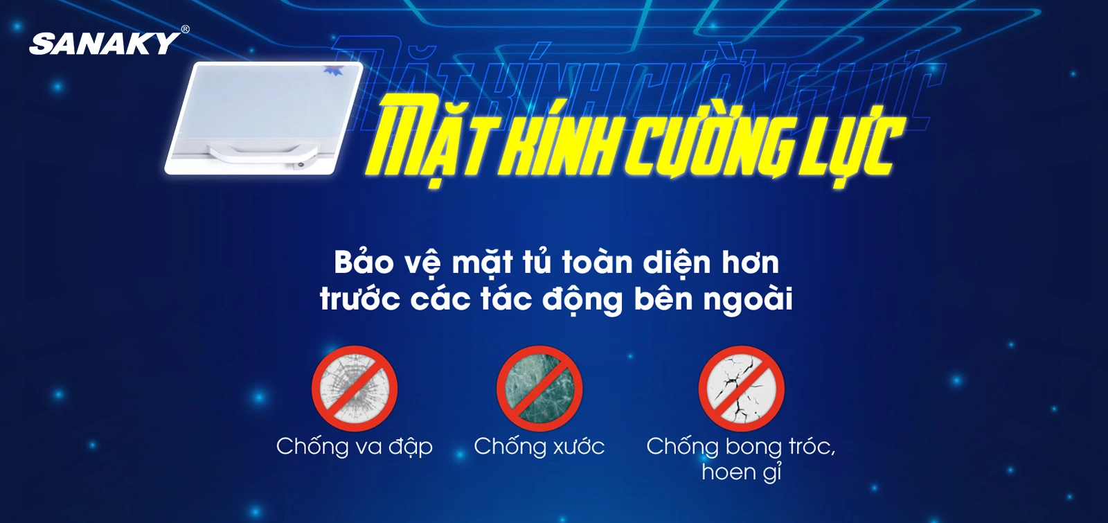 Mặt kính cường lực trên tủ đông mát 485 lít Sanaky VH-6699W2K