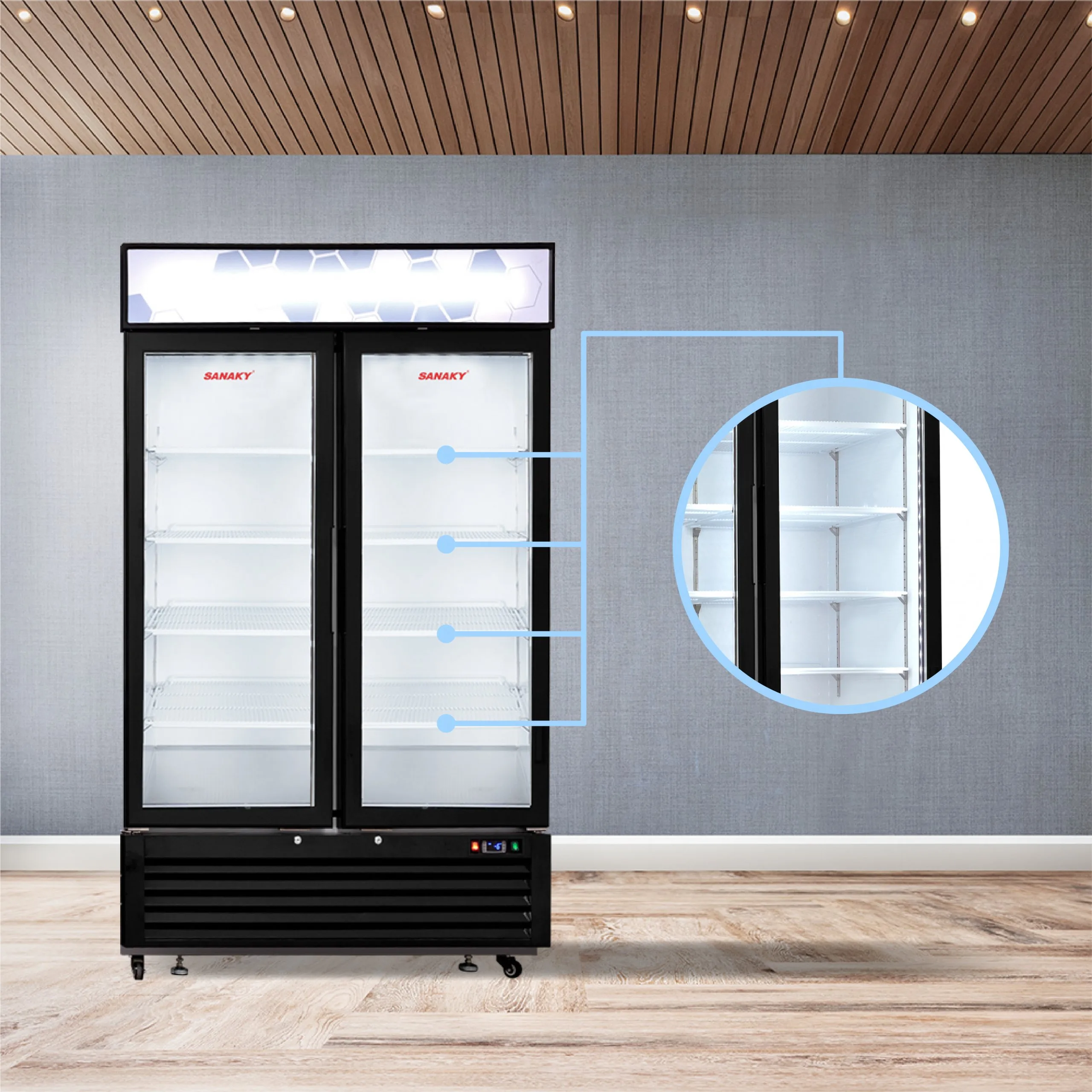 Tủ mát 1320 lít Sanaky VH-1368K với hệ thống kệ trưng bày