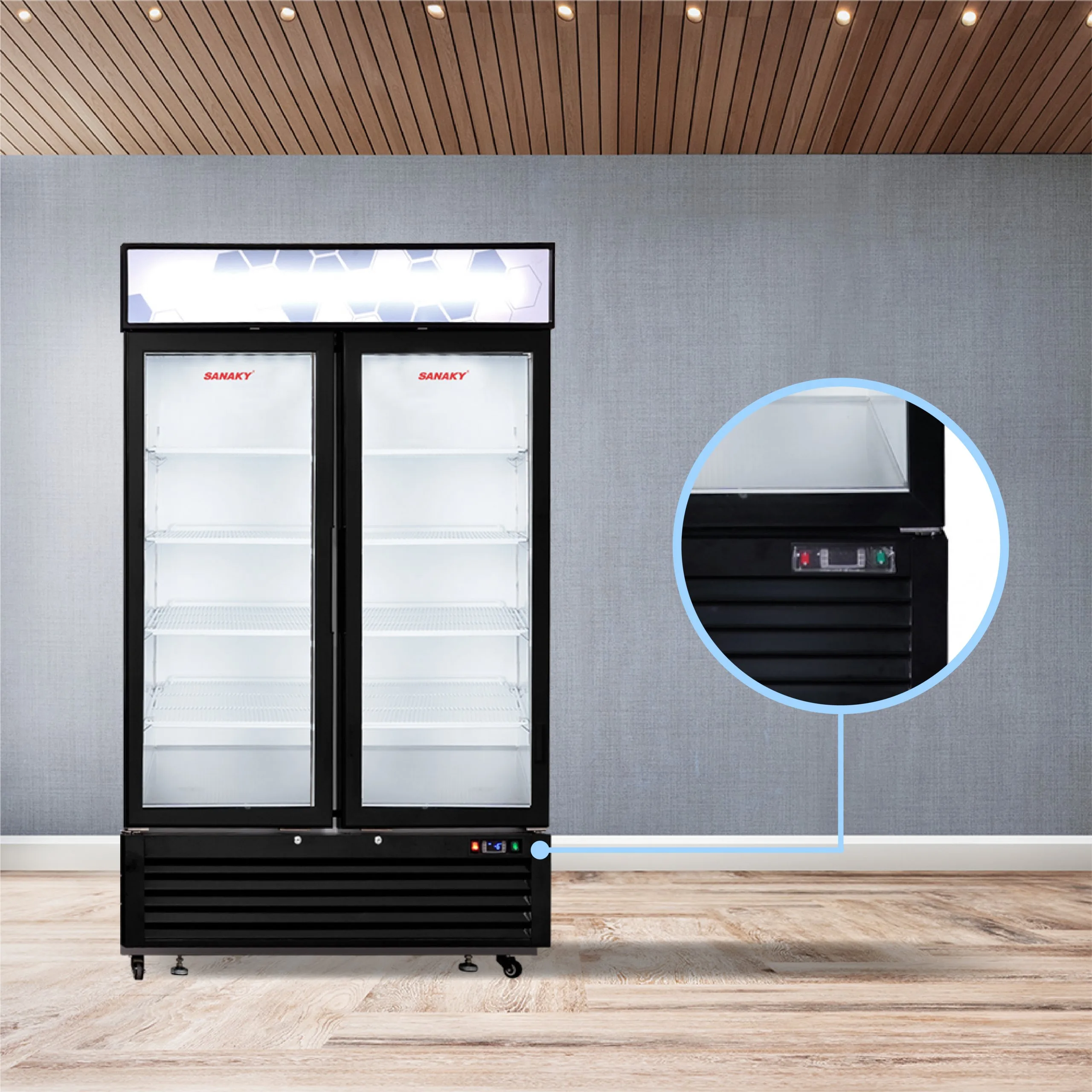 Nút điều chỉnh nhiệt độ bên ngoài tủ mát 1320 lít Sanaky VH-1368K