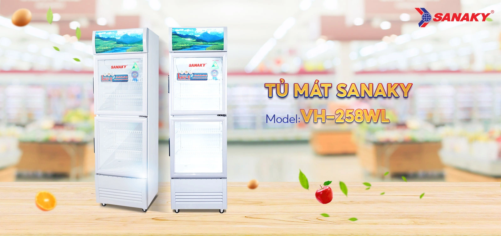 Tủ Mát Sanaky VH-258WL Tủ mát 200 lít Sanaky VH-258WL cửa kính trưng bày