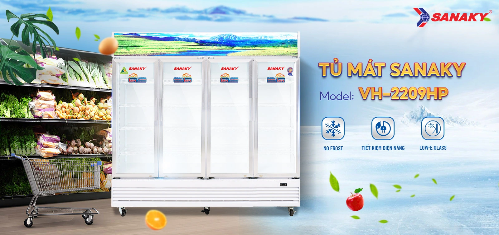 Tủ Mát Sanaky VH-2209HP Tủ mát 2000 lít Sanaky VH-2209HP cửa kính trưng bày