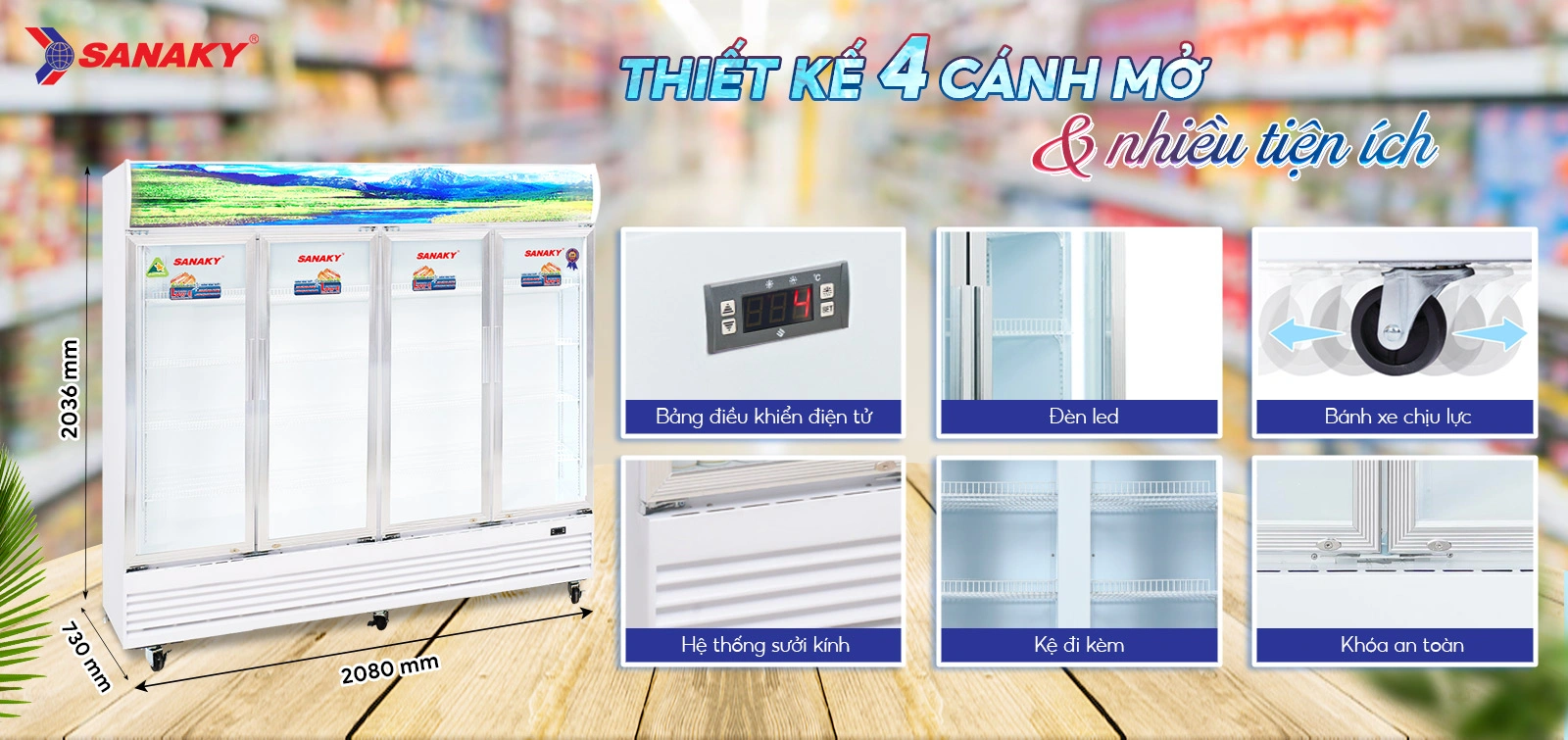 Thiết kế Tủ Mát Sanaky VH 2209HP 2 cánh mở cùng nhiều tiện ích Thiết kế Tủ mát 2000 lít Sanaky VH-2209HP 2 cánh mở cùng nhiều tiện ích
