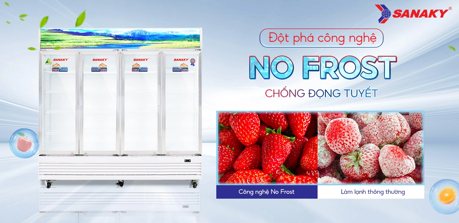 Đột phá công nghệ No-frost chống đọng tuyết Tủ mát 2000 lít Sanaky VH-2209HP tích hợp công nghệ No-Frost chống đọng tuyết