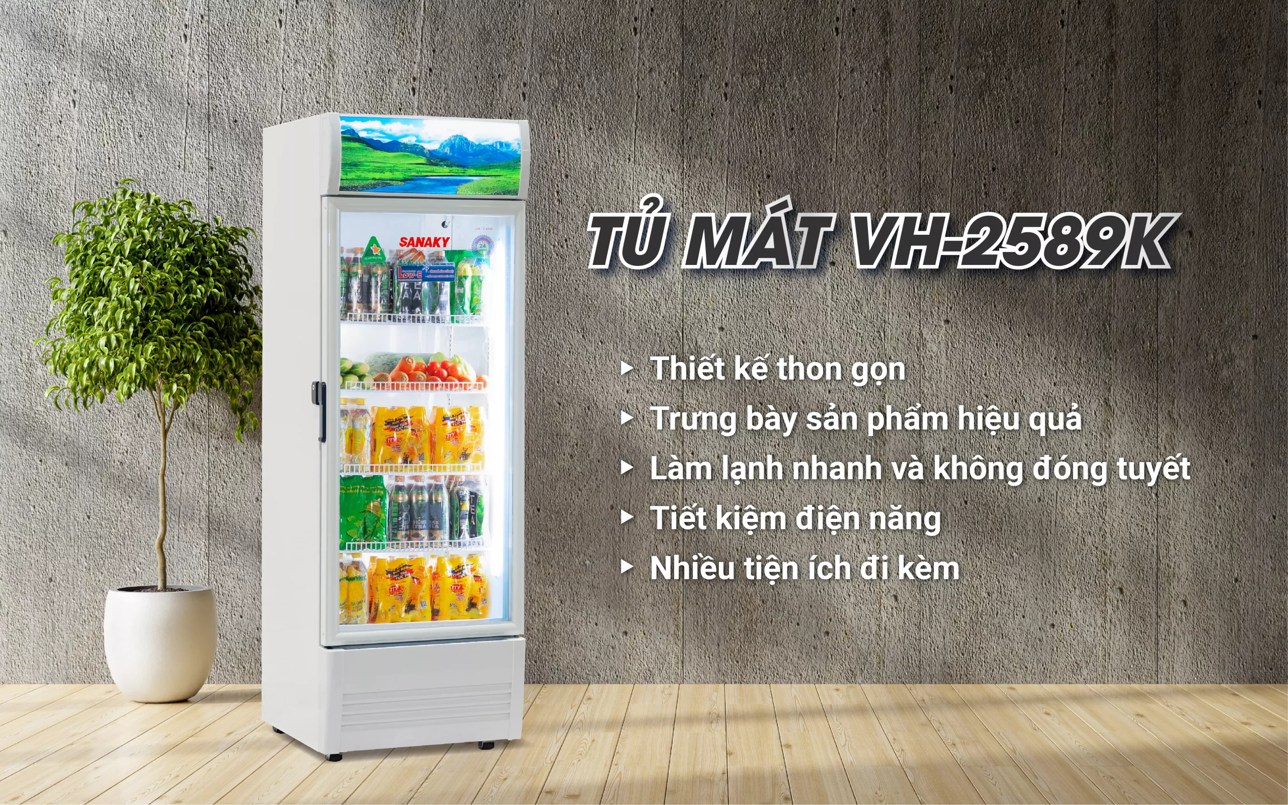 Tủ Mát Sanaky VH-2589K Tủ mát 240 lít Sanaky VH-2589K với thiết kế cửa kính trưng bày