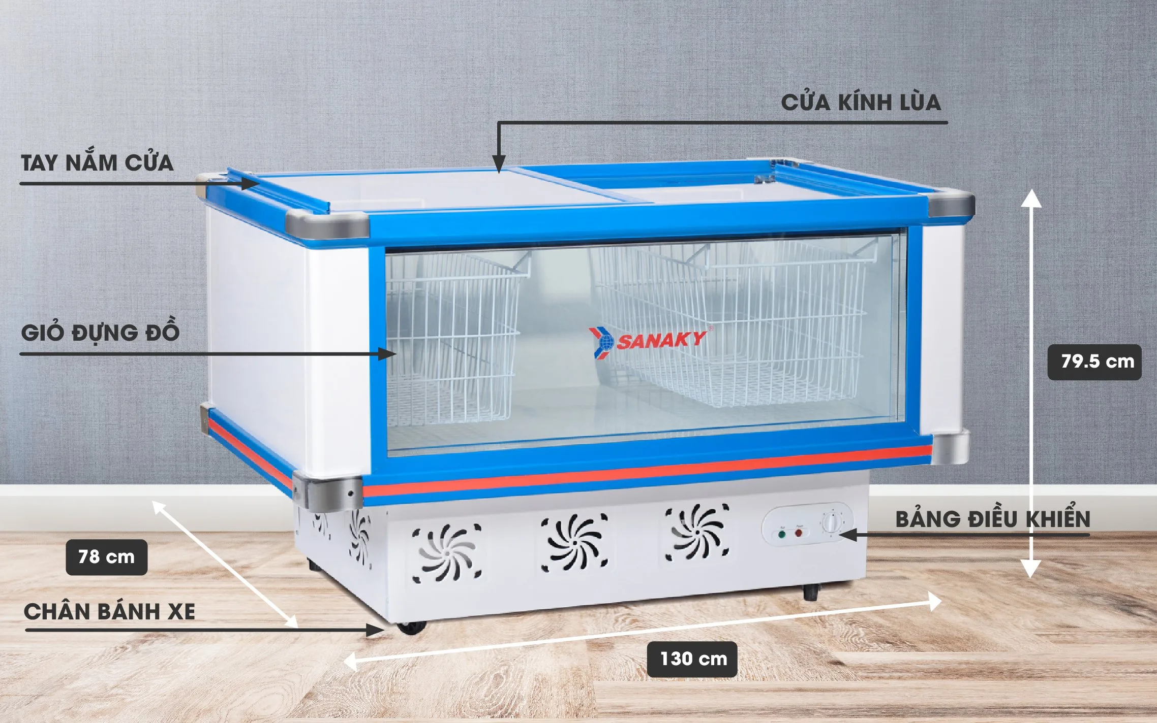 Tủ Mát Sanaky VH-299K 278 lít, mặt kính, dàn lạnh đồng Tủ mát 278 lít Sanaky VH-299K với thiết kế cửa kính và dàn lạnh đồng