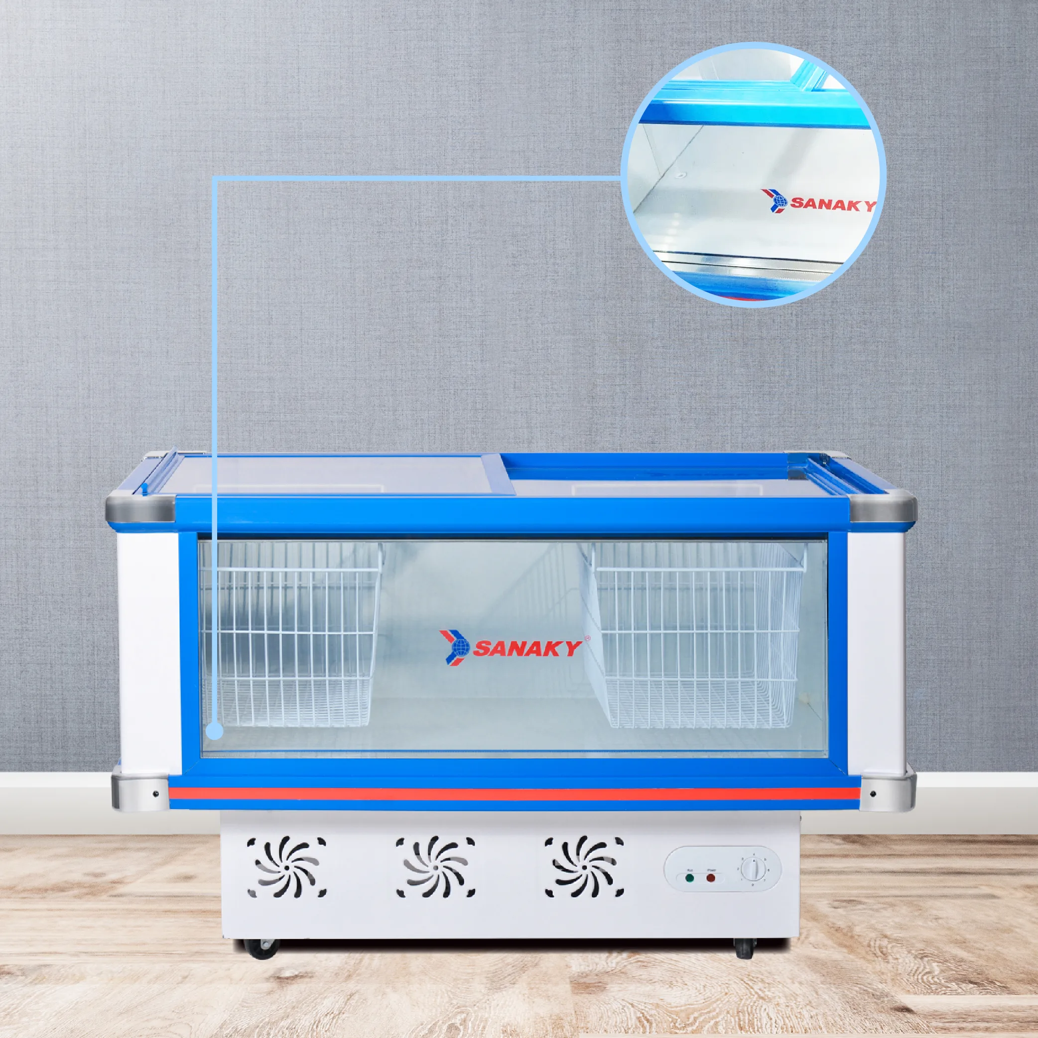 Tủ Mát Sanaky VH-299K 278 lít, mặt kính, dàn lạnh đồng Tủ mát 278 lít Sanaky VH-299K với lỗ thoát nước