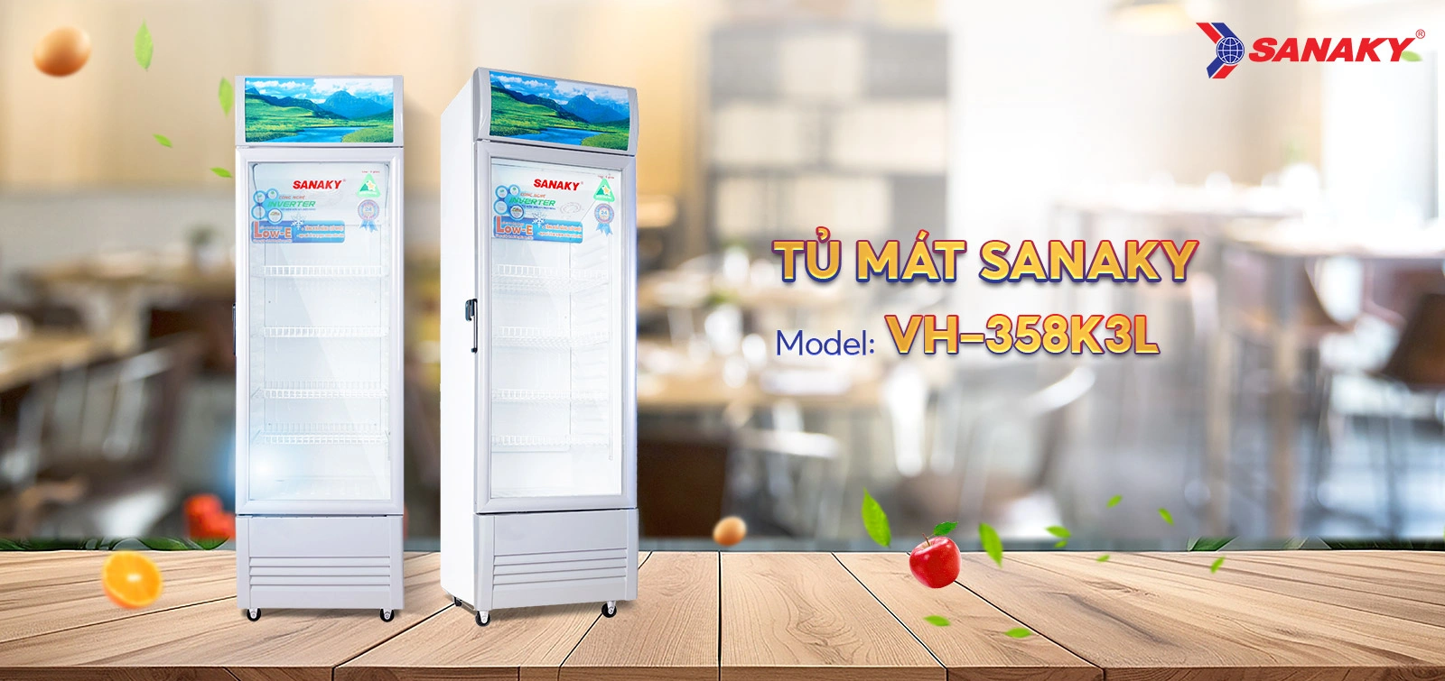 Tủ Mát Sanaky VH-358K3L Tủ mát 290 lít Sanaky Inverter VH-358K3L với cửa kính trưng bày