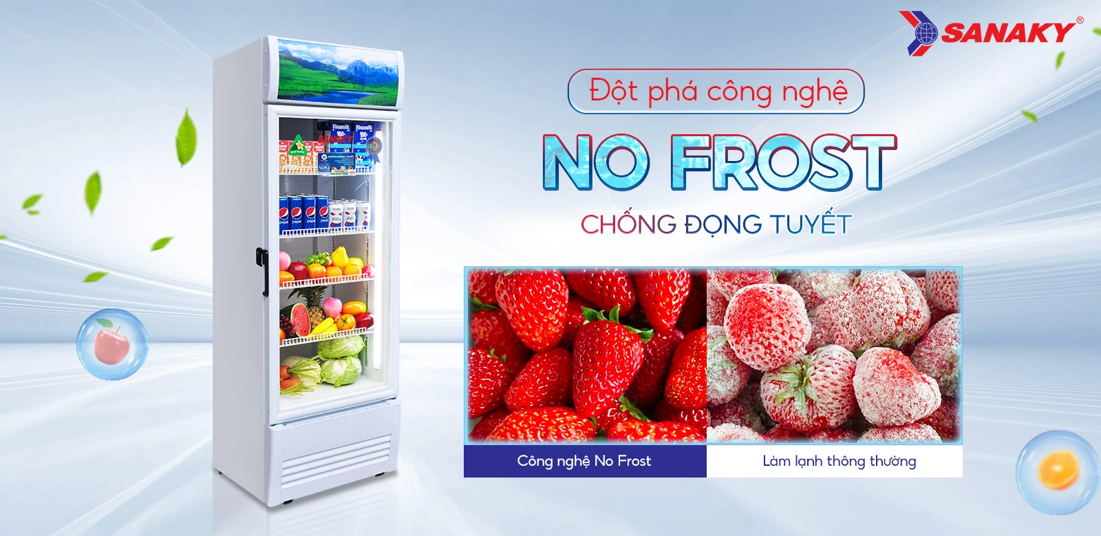 Đột phá công nghệ No-frost chống đọng tuyết Tủ mát 300 lít Sanaky Inverter VH-3588K3 tích hợp công nghệ No-Frost chống đọng tuyết