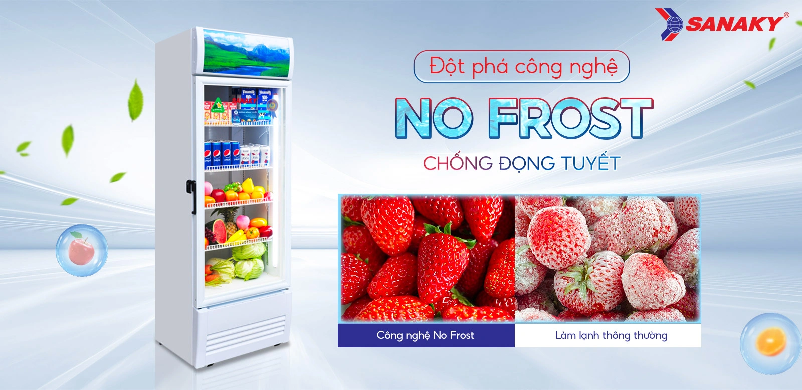 Đột phá công nghệ No-frost chống đọng tuyết Tủ mát 300 lít Sanaky VH-3588K với công nghệ No-Frost chống đọng tuyết