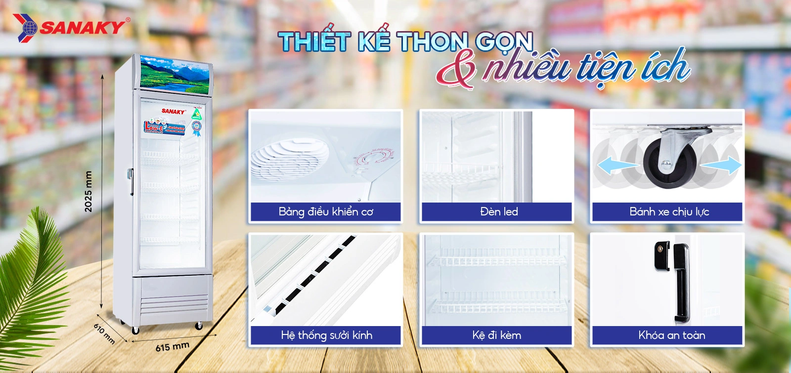 Thiết kế thon gọn cùng nhiều tiện ích Tủ mát 340 lít Sanaky VH-408KL với thiết kế thon gọn và nhiều tiện ích