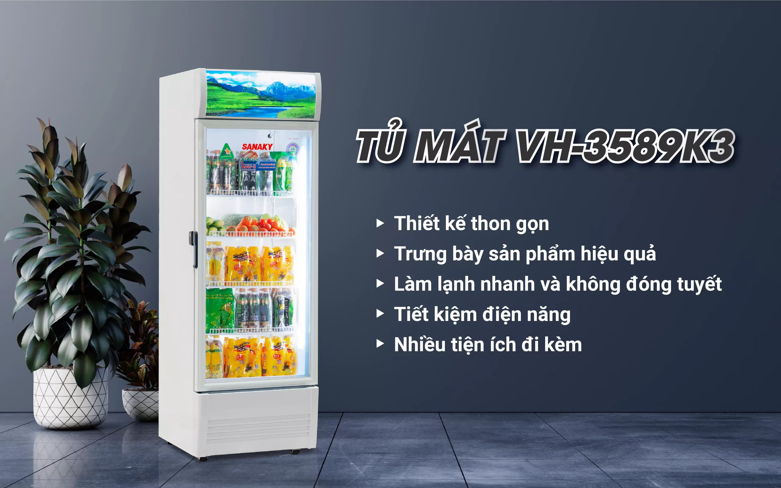 Tủ Mát Sanaky VH-3589K3 Tủ mát 350 lít Sanaky Inverter VH-3589K3 trưng bày đồ uống