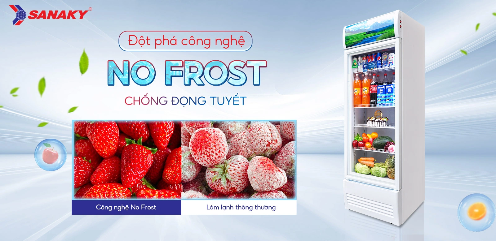 Đột phá công nghệ No-frost chống đọng tuyết Tủ mát 350 lít Sanaky VH-4088K tích hợp công nghệ No-Frost chống đọng tuyết