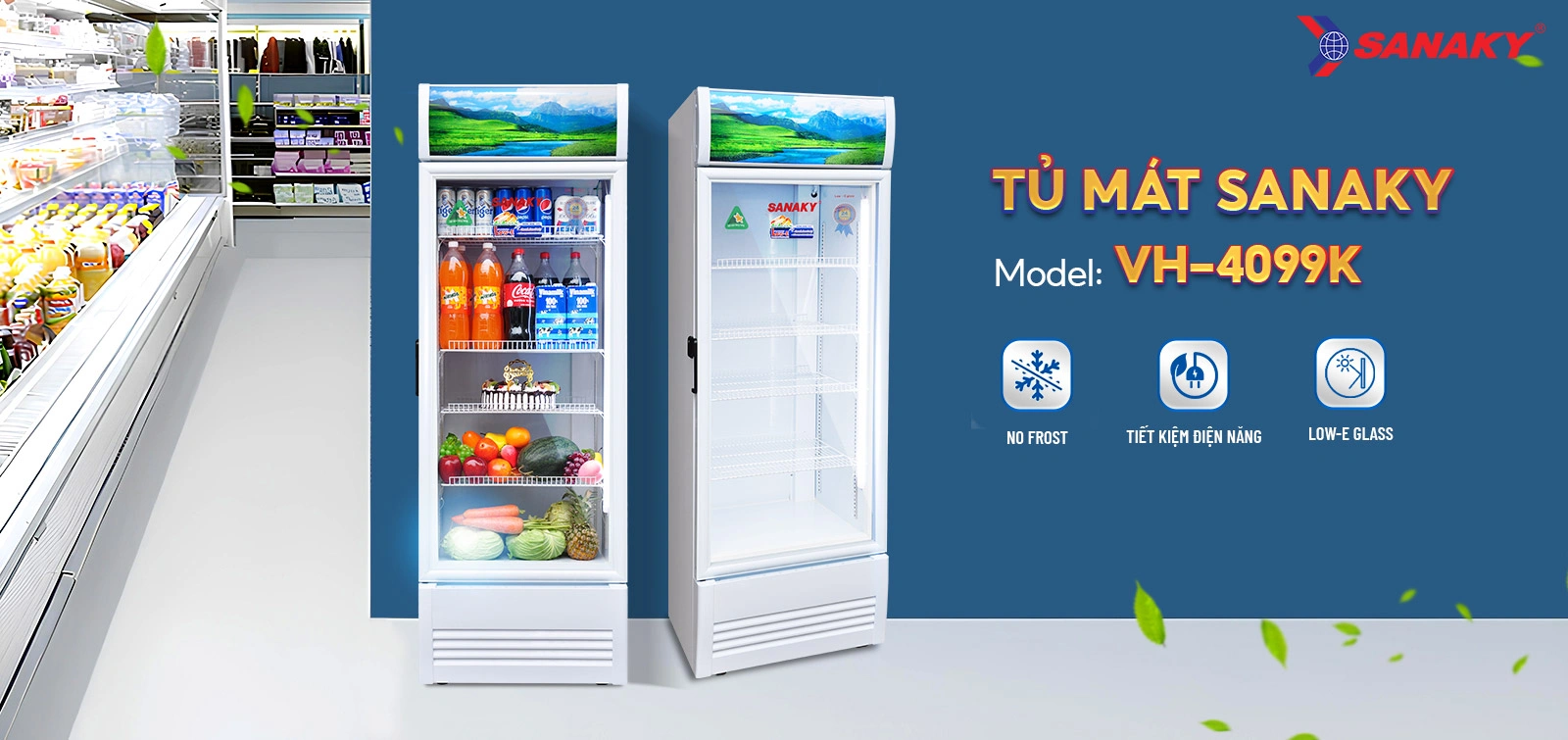 Tủ mát Sanaky VH-4099K Tủ mát 350 lít Sanaky VH-4099K cửa kính trưng bày