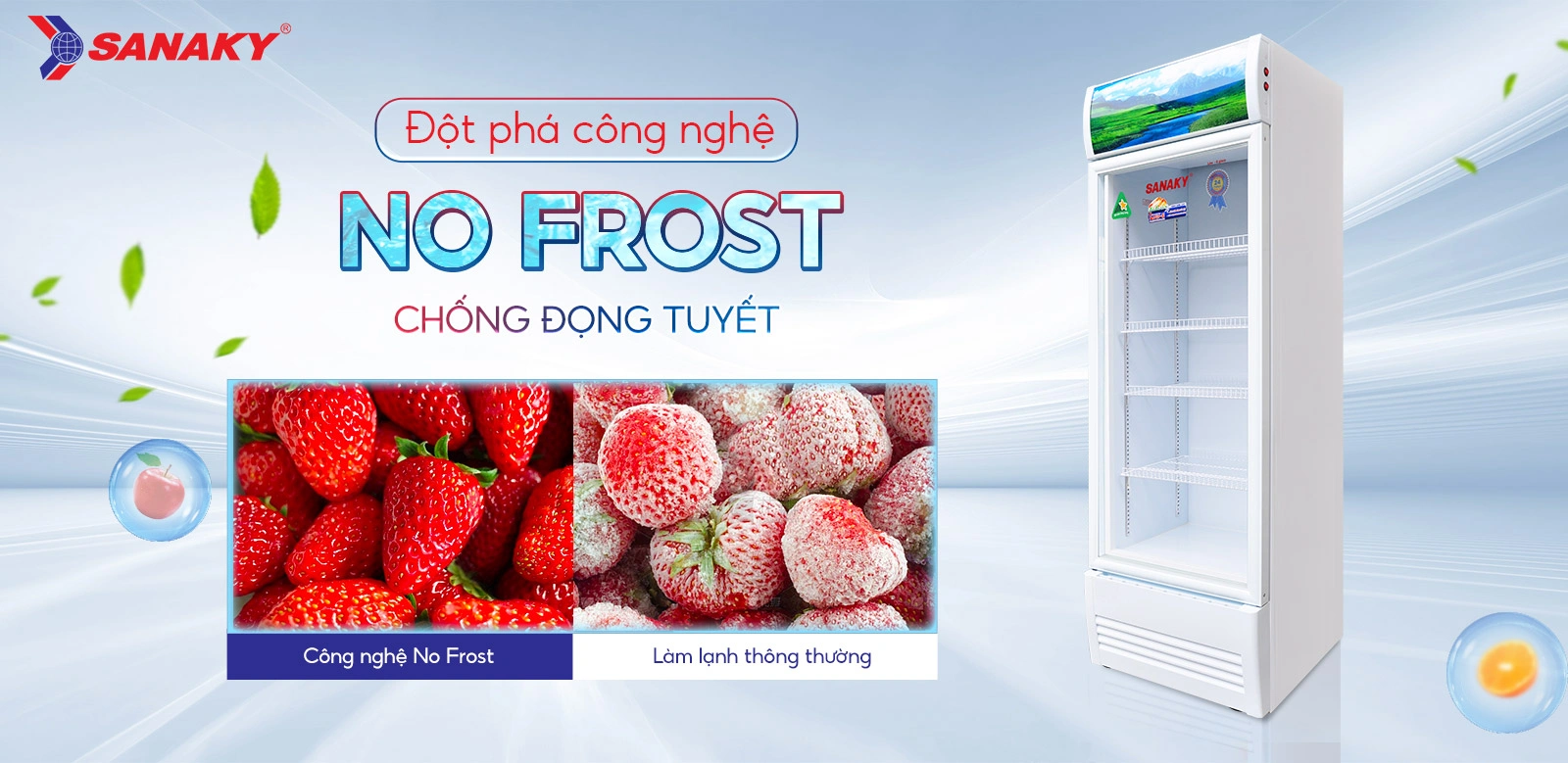 Đột phá công nghệ No-frost chống đọng tuyết Tủ mát 350 lít Sanaky VH-4099K tích hợp công nghệ No-Frost chống đọng tuyết