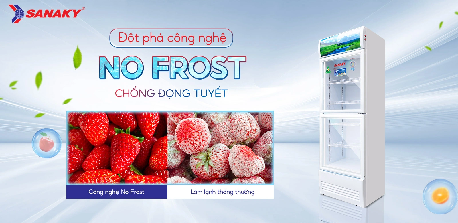 Đột phá công nghệ No-frost chống đọng tuyết Tủ mát 400 lít Sanaky Inverter VH-4588KW3 tích hợp công nghệ No-Frost chống đọng tuyết