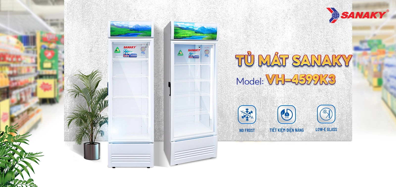 Tủ mát Sanaky VH-4599K3 Tủ mát 400 lít Sanaky Inverter VH-4599K3 cửa kính trưng bày