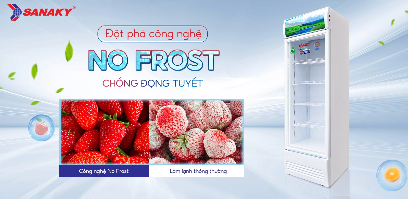 Đột phá công nghệ No-frost chống đọng tuyết Tủ mát 400 lít Sanaky Inverter VH-4599K3 tích hợp công nghệ No-Frost chống đọng tuyết