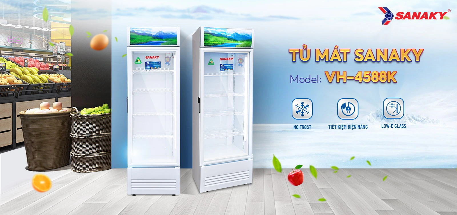 Tủ mát Sanaky VH-4588K Tủ mát 400 lít Sanaky VH-4588K cửa kính trưng bày