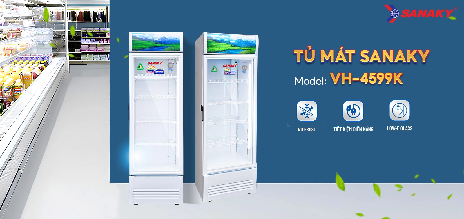 Tủ mát Sanaky VH-4599K Tủ mát 400 lít Sanaky VH-4599K với thiết kế cửa kính trưng bày