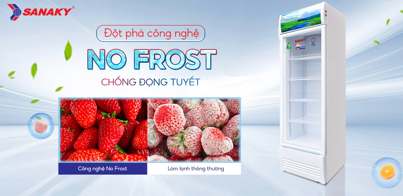 Đột phá công nghệ No-frost chống đọng tuyết Tủ mát 400 lít Sanaky VH-4599K tích hợp công nghệ No-Frost chống đọng tuyết