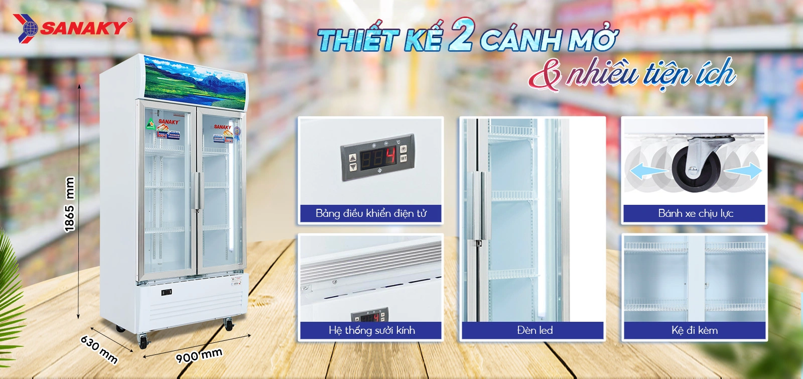 Thiết kế Tủ Mát Sanaky VH-6009HP 2 cánh mở cùng nhiều tiện ích Thiết kế Tủ mát 500 lít Sanaky VH-6009HP 2 cánh mở cùng nhiều tiện ích