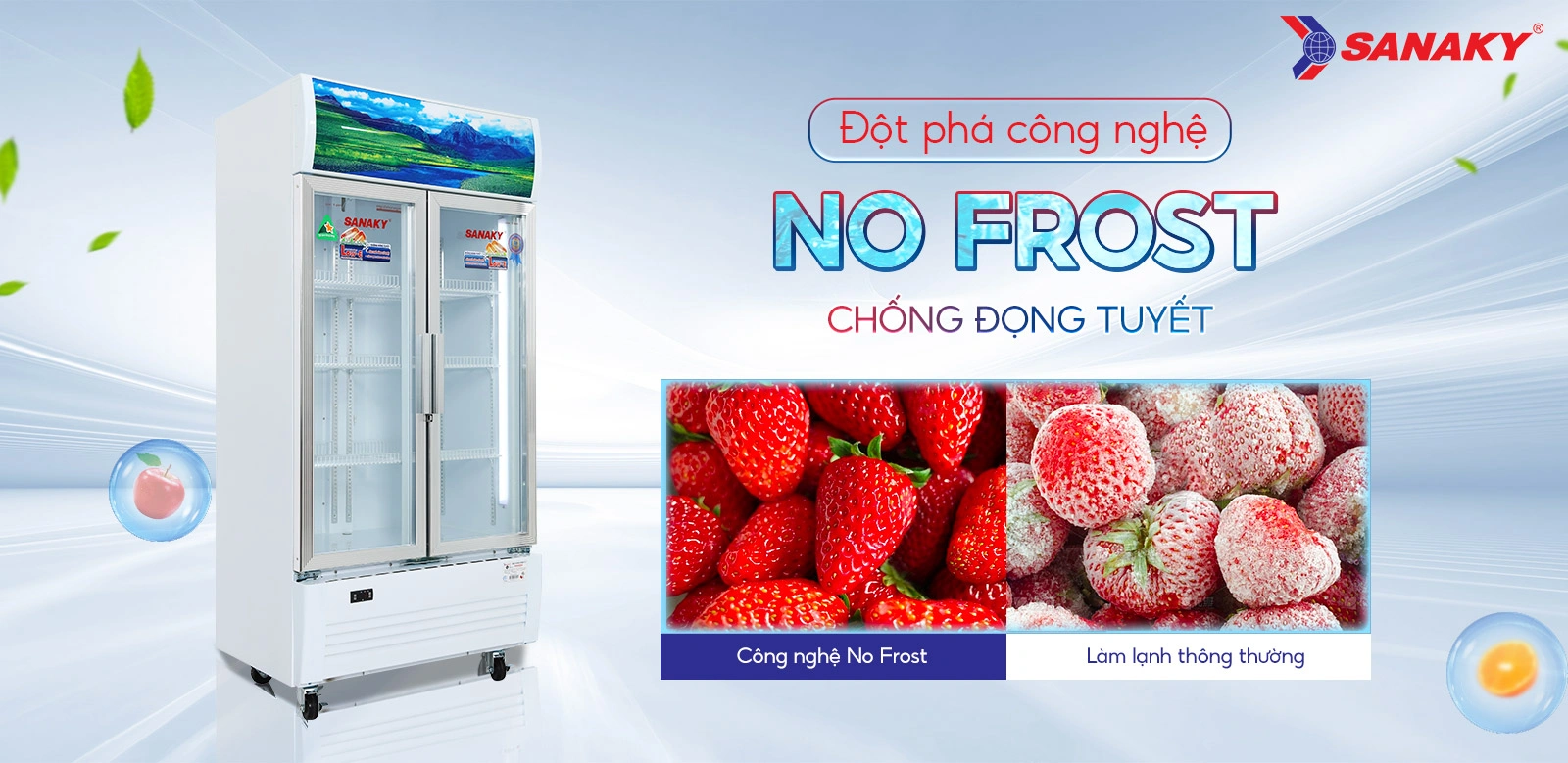 Đột phá công nghệ No-frost chống đọng tuyết Tủ mát 500 lít Sanaky VH-6009HP tích hợp công nghệ No-Frost chống đọng tuyết