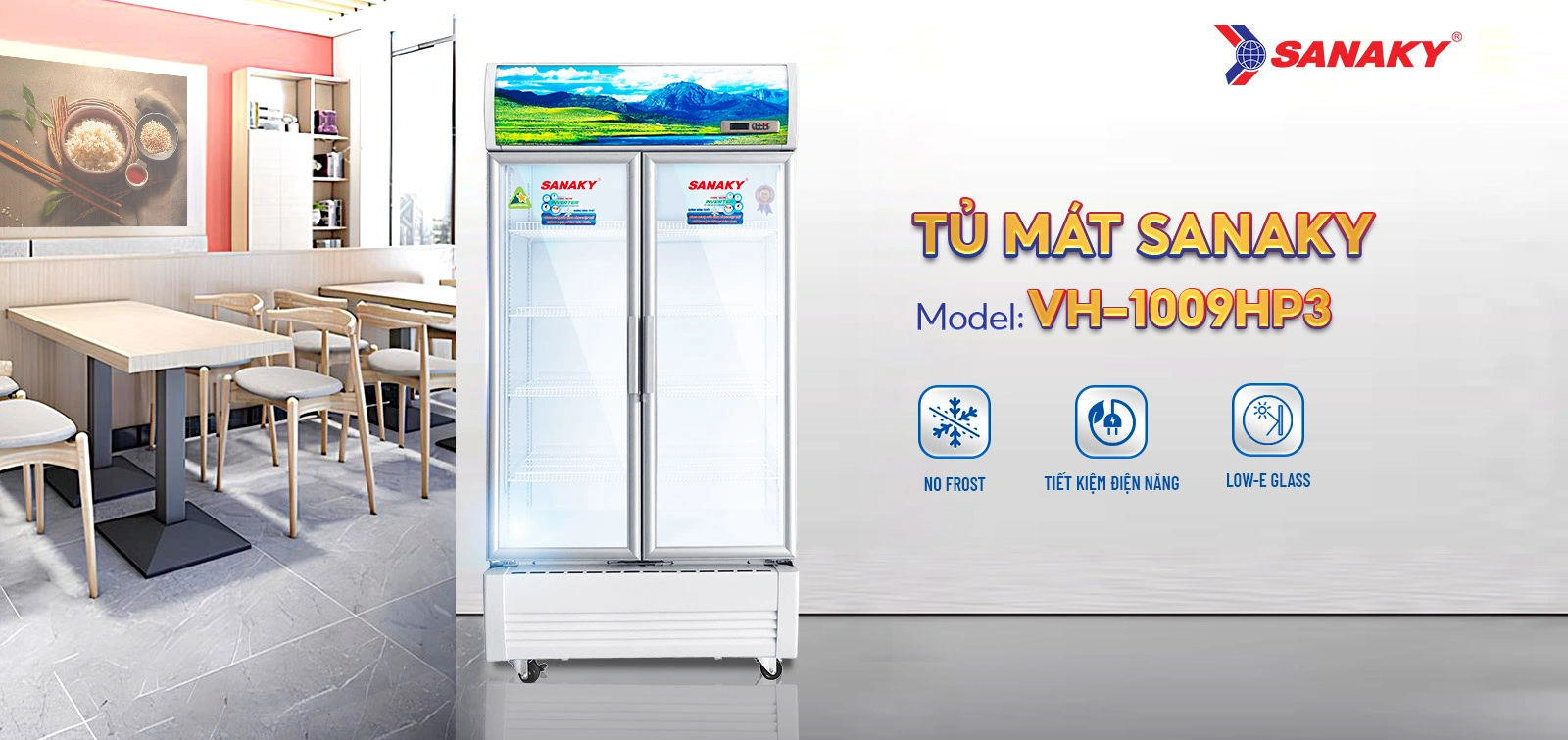 Tủ Mát Sanaky VH-1009HP3 Tủ mát 900 lít Sanaky Inverter VH-1009HP3 cửa kính trưng bày