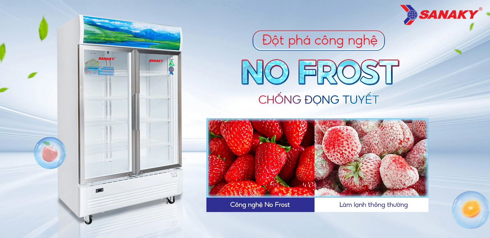 Đột phá công nghệ No-frost chống đọng tuyết Tủ mát 900 lít Sanaky VH-1009HP tích hợp công nghệ No-Frost chống đọng tuyết