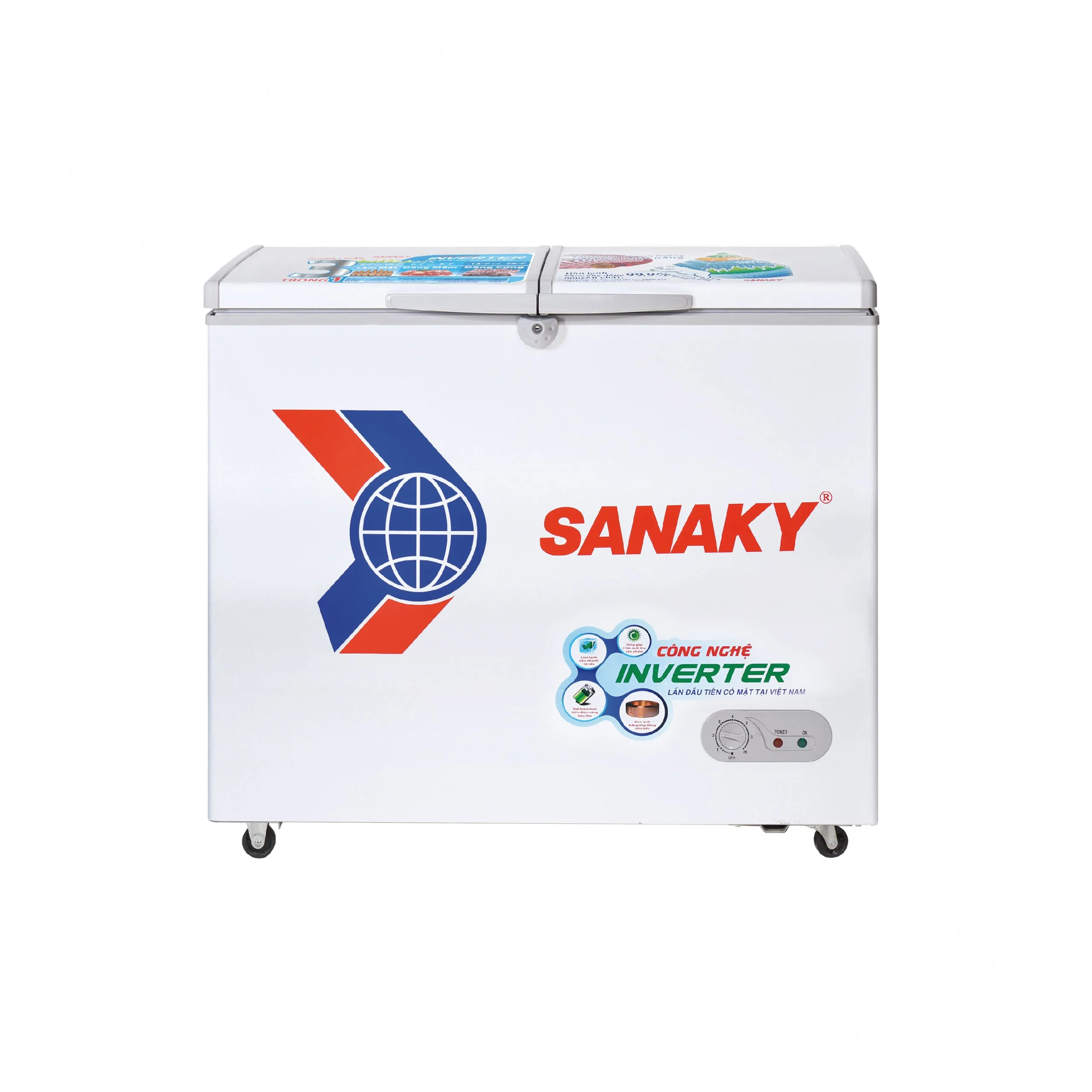 Tủ đông 208 lít Sanaky Inverter VH-2599A3 thiết kế hai cánh