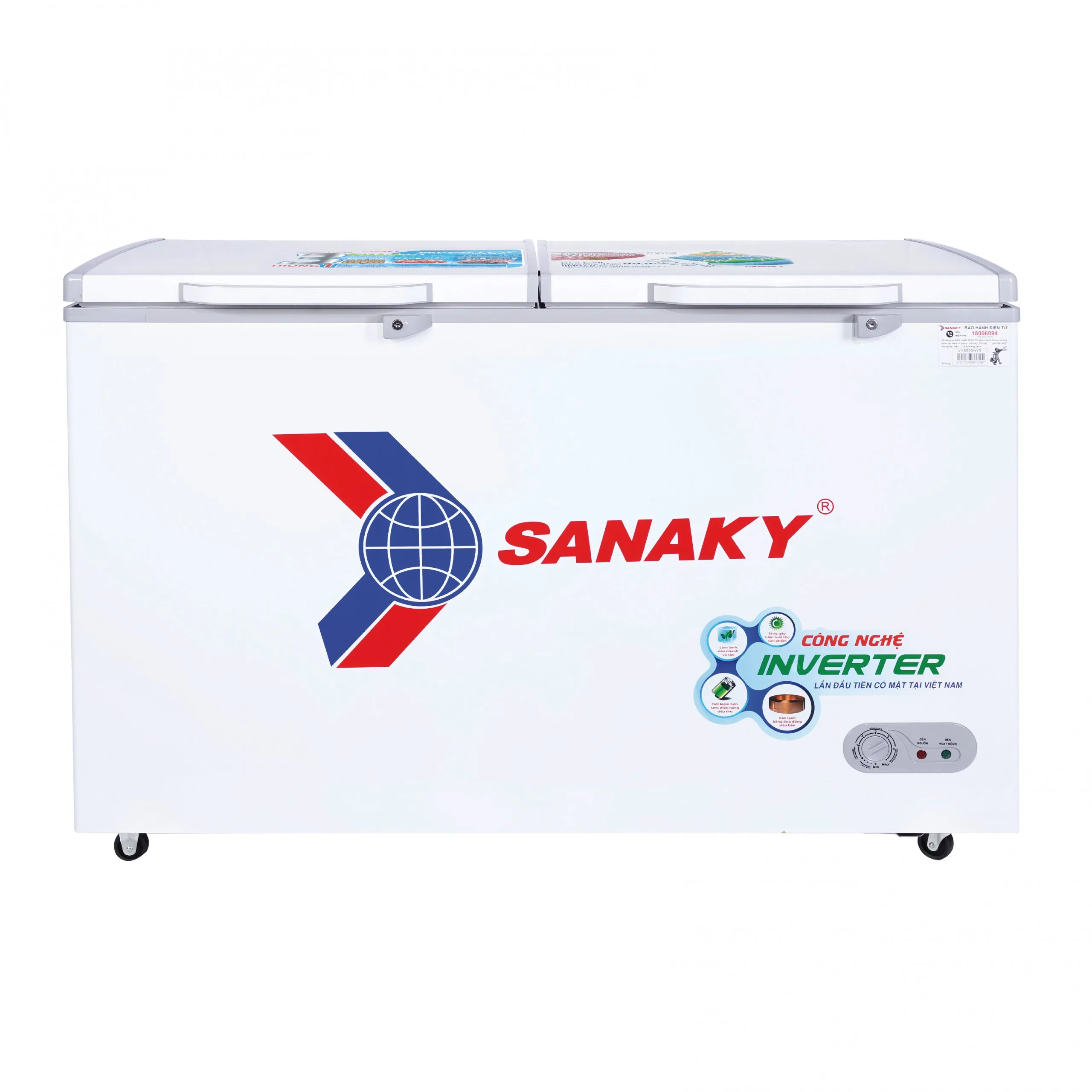 Tủ đông 410 lít Sanaky Inverter VH-5699HY3 thiết kế hai cánh mở ngang