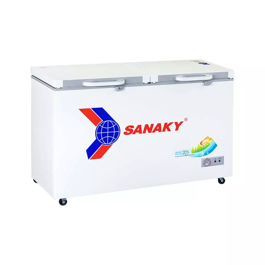 Tủ đông 410 lít Sanaky VH-5699HYK màu trắng với thiết kế hai cánh