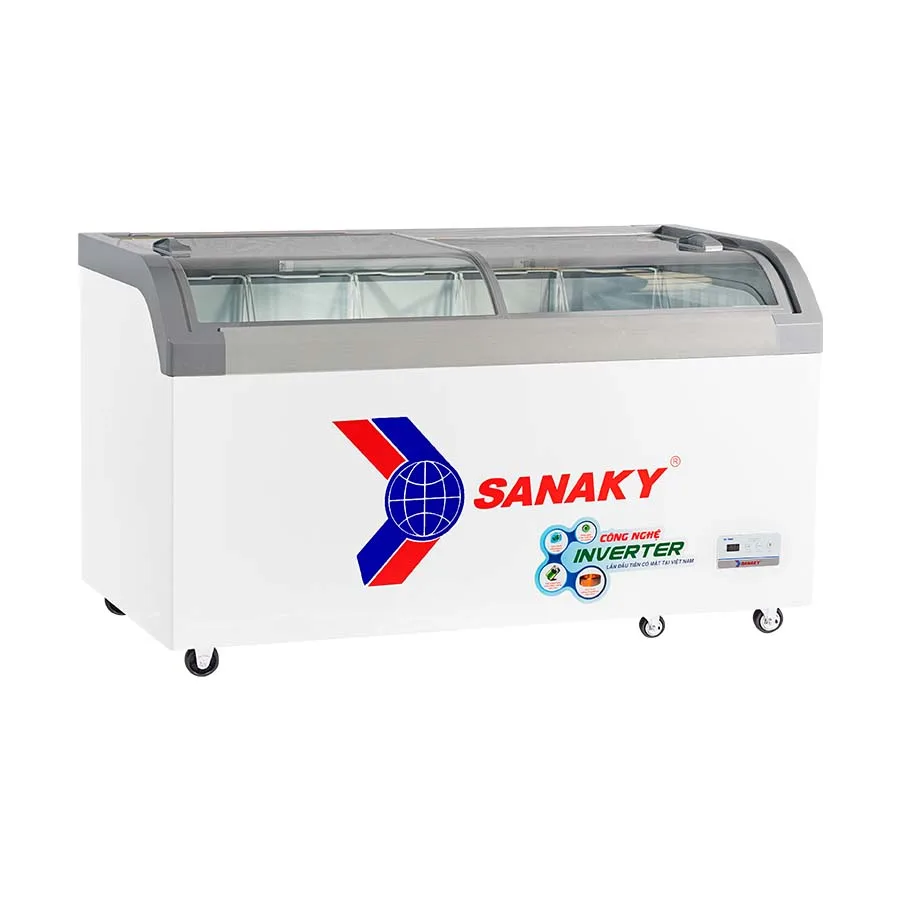 Tủ đông kính cong 500 lít Sanaky Inverter VH-899K3A với mặt kính cong và công nghệ Inverter