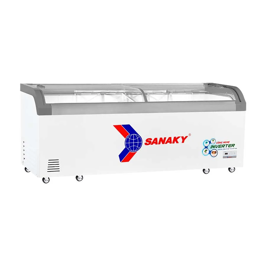 Tủ đông kính cong 750 lít Sanaky Inverter VH-1099K3A mặt kính cong và cánh lùa