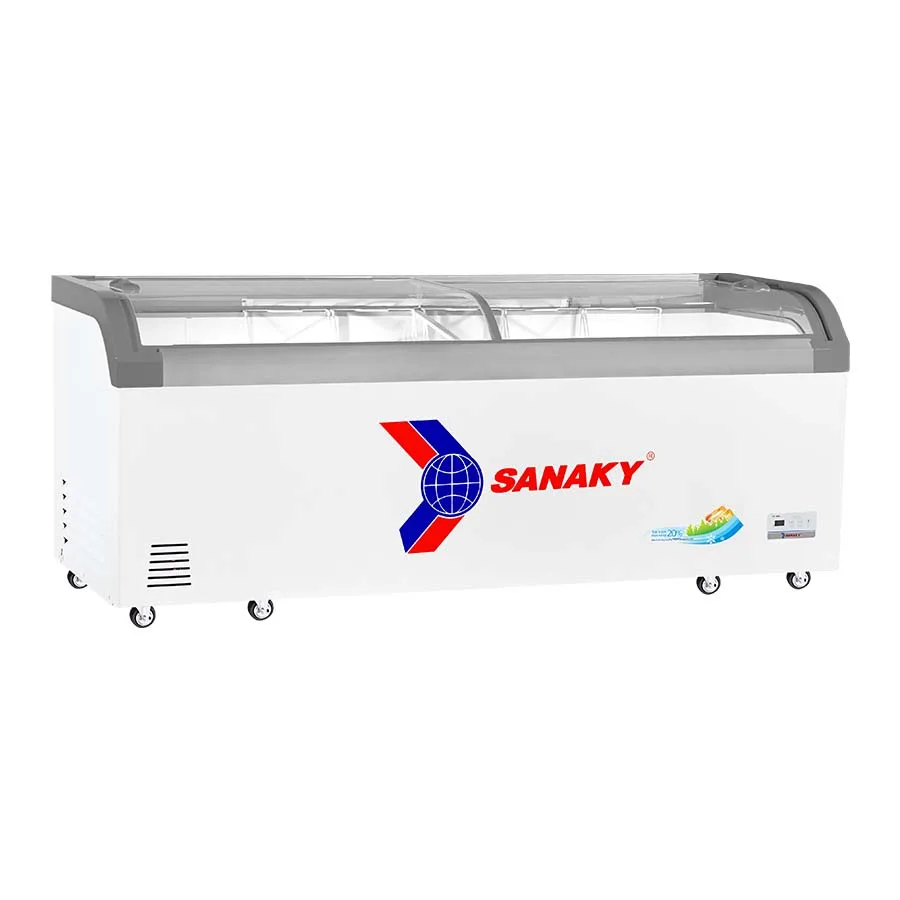 Tủ đông kính cong 750 lít Sanaky VH-1099KA với mặt kính cong và cánh lùa