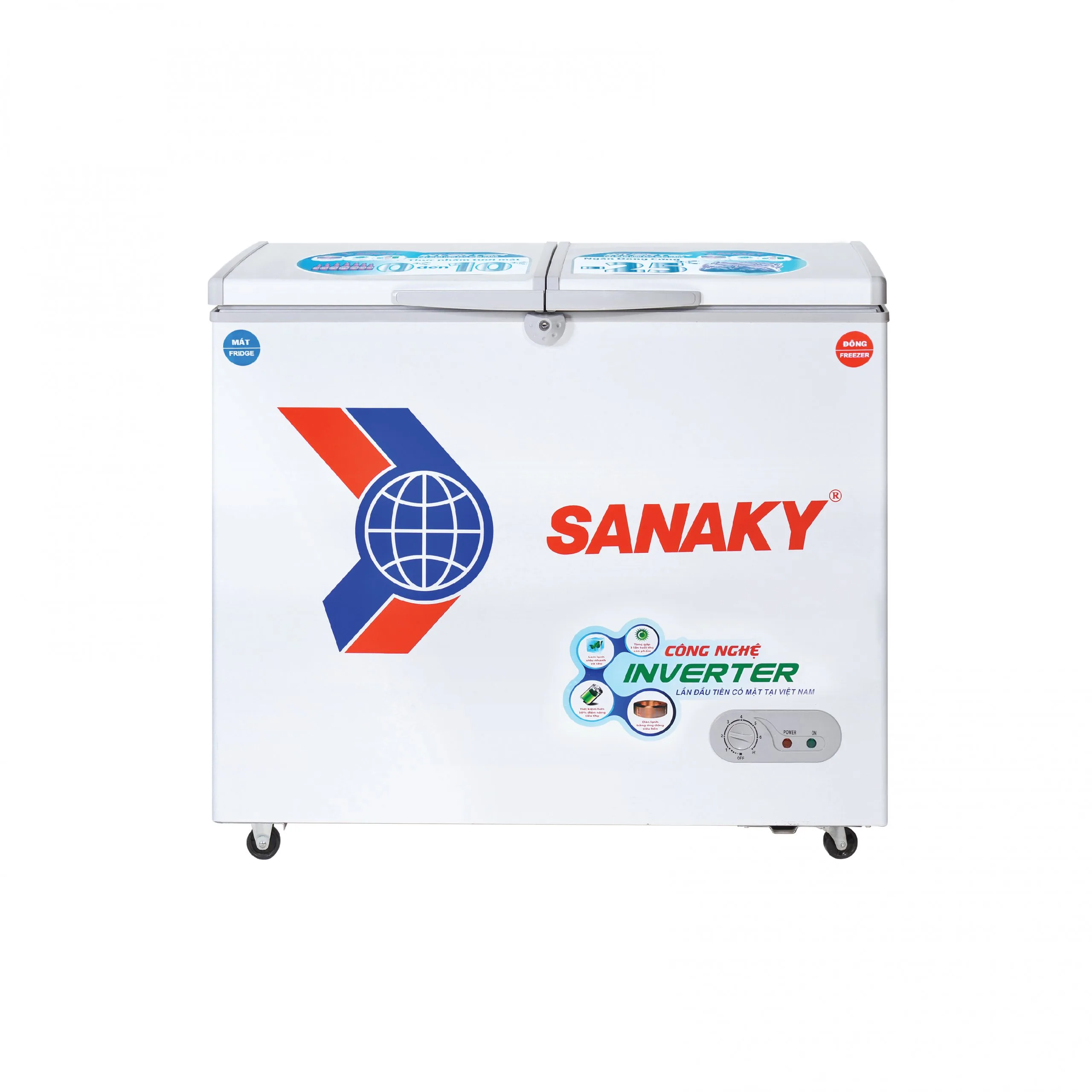 Tủ đông mát 195 lít Sanaky VH-2599W3 với thiết kế hai cánh và công nghệ Inverter