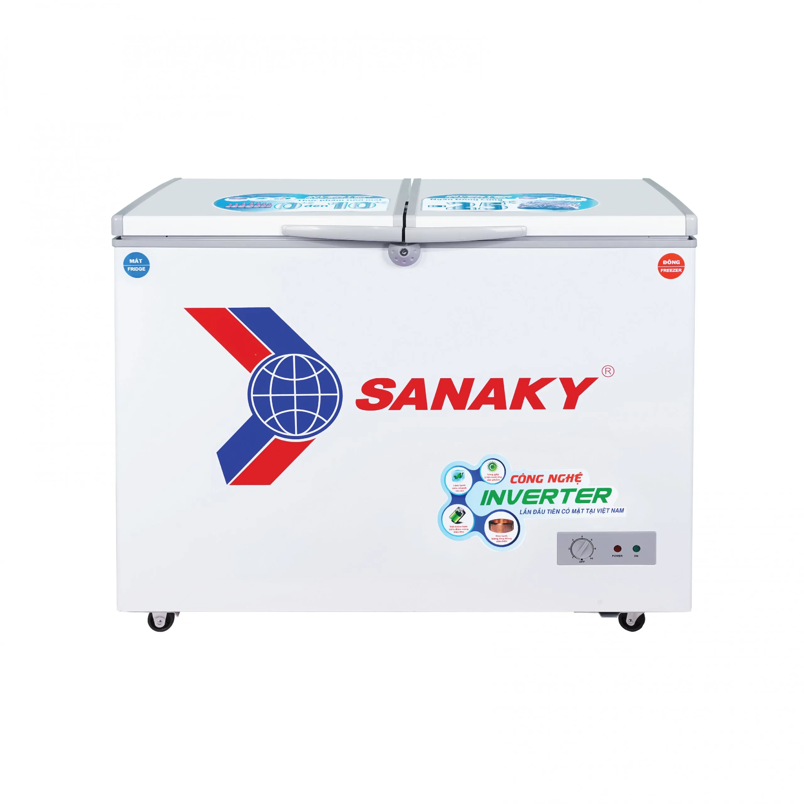 Tủ đông mát 220 lít Sanaky VH-2899W3 với thiết kế 2 cánh và công nghệ Inverter