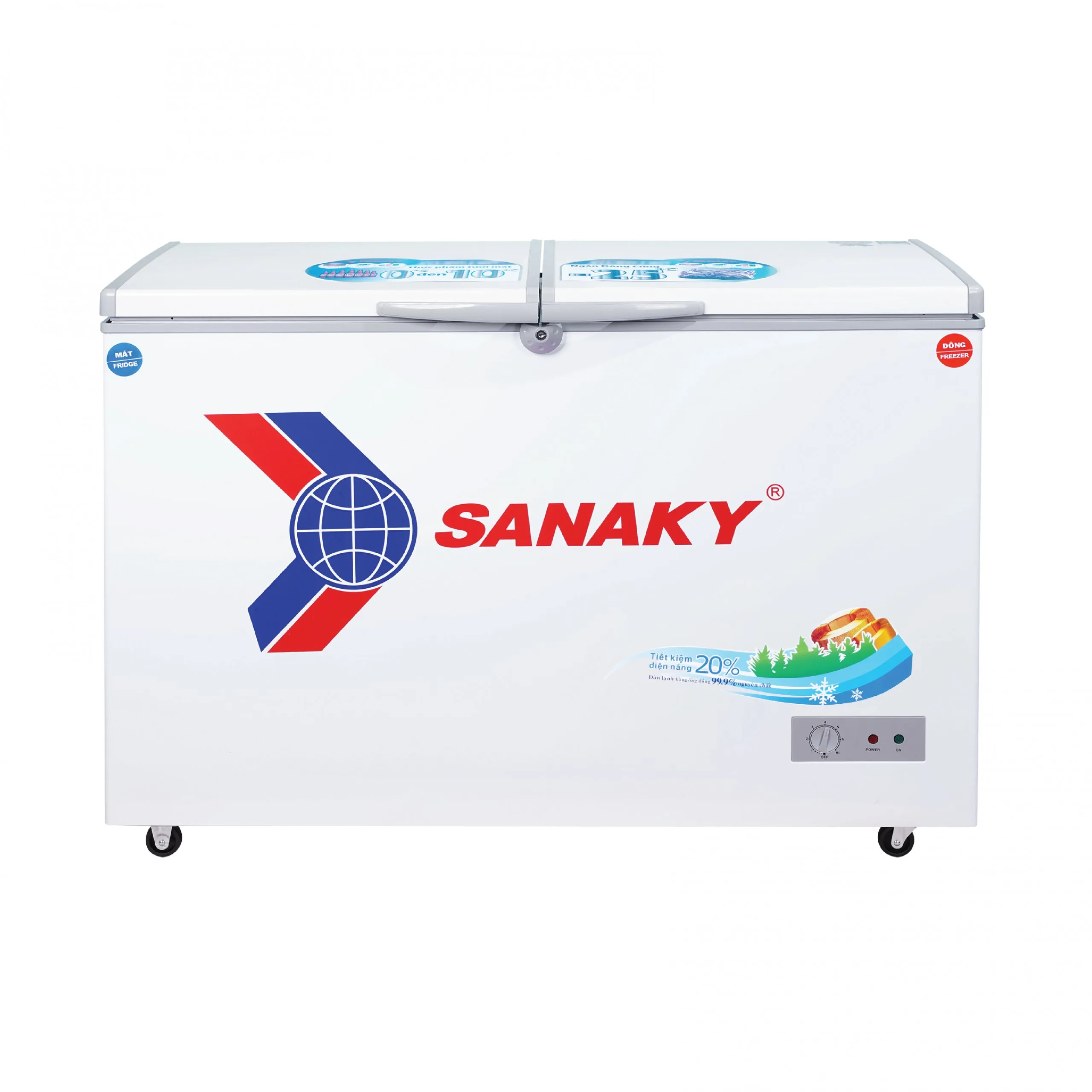 Tủ đông mát 260 lít Sanaky VH-3699W1 thiết kế hai cánh mở ngang